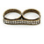 Vintage Pave-Set 'Plate' Two Finger Ring In Bronze Tone Metal - Adjustable - 35mm Width - view 2