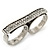 Vintage Pave-Set 'Plate' Two Finger Ring In Burn Silver Metal - Adjustable - 35mm Width - view 5