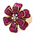 Glittering Magenta Sequin, Layered 'Flower' Stretch Cocktail Ring In Gold Plating - 30mm Diameter - Adjustable - Size 8/9 - view 7