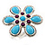 Silver Plated Purple, Turquoise Coloured Acrylic Bead 'Daisy' Ring - 25mm Diameter - Adjustable - Size 7/8 - view 2