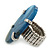 Blue Oval Shaped, Polished Quartz Stone Flex Ring In Rhodium Plating - 38mm Across - Size7/8 - view 8