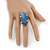Blue Oval Shaped, Polished Quartz Stone Flex Ring In Rhodium Plating - 38mm Across - Size7/8 - view 2