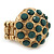 Dome Shape Green Acrylic Bead Flex Ring In Gold Plating - 25mm Across - Size 6/7 - view 6