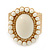 Milky White Ceramic Bead Oval Flex Ring In Brushed Gold Plating - 25mm Across - Size 7/8 - view 2
