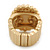Milky White Ceramic Bead Oval Flex Ring In Brushed Gold Plating - 25mm Across - Size 7/8 - view 4