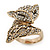 Gold Plated Swarovski Crystal Elements Fox Ring - Size 8 - view 5