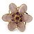 Statement Lilac Glass Bead, Crystal Flower Flex Ring In Gold Plating - 40mm Across - Size7/8 - view 3