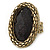 Statement Black Glitter, Oval, Mesh Flex Ring In Burnt Gold Tone - 43mm Across - Size7/8 - view 4