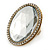 Statement Clear Glass Oval Flex Ring In Gold Tone - 48mm Across - Size7/8