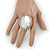 Statement Clear Glass Oval Flex Ring In Gold Tone - 48mm Across - Size7/8 - view 3