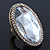 Statement Clear Glass Oval Flex Ring In Gold Tone - 48mm Across - Size7/8 - view 2