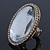 Statement Clear Glass Oval Flex Ring In Gold Tone - 48mm Across - Size7/8 - view 10