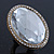 Statement Clear Glass Oval Flex Ring In Gold Tone - 48mm Across - Size7/8 - view 9