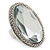 Statement Clear Glass Oval Flex Ring In Silver Tone - 48mm Across - Size7/8 - view 5