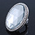 Statement Clear Glass Oval Flex Ring In Silver Tone - 48mm Across - Size7/8 - view 2