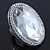 Statement Clear Glass Oval Flex Ring In Silver Tone - 48mm Across - Size7/8