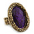 Statement Purple Glitter, Oval, Mesh Flex Ring In Burnt Gold Tone - 43mm Across - Size7/8 - view 3