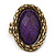 Statement Purple Glitter, Oval, Mesh Flex Ring In Burnt Gold Tone - 43mm Across - Size7/8 - view 4
