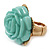 Light Green Resin 'Rose' Flex Cocktail Ring In Brushed Gold Metal - 35mm Width - Size 7/8 - view 4