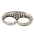 Vintage Pave-Set Diamante 'Knuckles' Double Finger Ring In Burn Silver - 45mm Width - Size 7/8 - view 7