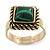 Vintage Small Square Green Marble Ring In Burnt Gold - 13mm Width - Adjustable - Size 8/9 - view 4