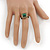Vintage Small Square Green Marble Ring In Burnt Gold - 13mm Width - Adjustable - Size 8/9 - view 3