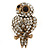 Vintage Style Swarovski Crystal 'Wise Owl' Cocktail Ring in Burnt Gold - Adjustable - view 2