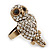 Vintage Style Swarovski Crystal 'Wise Owl' Cocktail Ring in Burnt Gold - Adjustable - view 4