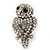 Vintage Style Swarovski Crystal 'Wise Owl' Cocktail Ring In Burnt Silver - Adjustable - view 7