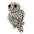 Vintage Style Swarovski Crystal 'Wise Owl' Cocktail Ring In Burnt Silver - Adjustable - view 2