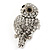 Vintage Style Swarovski Crystal 'Wise Owl' Cocktail Ring In Burnt Silver - Adjustable - view 8