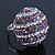 Rhodium Plated Swarovski Crystal 'Violetta' Dome Cocktail Ring - 25mm Diameter - Adjustable - view 6