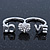 Rhodium Plated Double Finger Diamante 'Love & Heart' Ring - Size 7&8