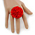 Red Silk & Glass Bead Floral Flex Ring - 40mm Diameter - view 2