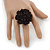 Black Silk & Glass Bead Floral Flex Ring - 40mm Diameter - view 2