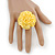 Bright Yellow Silk & Glass Bead Floral Flex Ring - 40mm Diameter - view 2