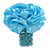 Light Blue Silk & Glass Bead Floral Flex Ring - 40mm Diameter - view 6