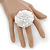 White Silk & Glass Bead Floral Flex Ring - 40mm Diameter - view 3