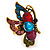 Multicoloured Crystal Butterfly Ring In Antique Gold Metal - Adjustable - Size 7/8 - view 6