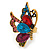 Multicoloured Crystal Butterfly Ring In Antique Gold Metal - Adjustable - Size 7/8 - view 7