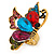 Multicoloured Crystal Butterfly Ring In Antique Gold Metal - Adjustable - Size 7/8 - view 5