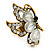 Clear Crystal Butterfly Ring In Antique Gold Metal - Adjustable - Size 7/8 - view 5