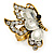 Clear Crystal Butterfly Ring In Antique Gold Metal - Adjustable - Size 7/8 - view 7
