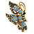 Large Hematite & AB Crystal Butterfly Ring In Antique Gold Metal - Adjustable - Size 7/8 - view 7