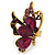 Purple Crystal Butterfly Ring In Antique Gold Metal - Adjustable - Size 7/8 - view 4