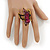 Purple Crystal Butterfly Ring In Antique Gold Metal - Adjustable - Size 7/8 - view 2