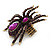 Oversized Amethyst Austrian Crystal Spider Stretch Cocktail Ring In Antique Gold Plating - 6cm Length - view 5