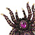 Oversized Amethyst Austrian Crystal Spider Stretch Cocktail Ring In Antique Gold Plating - 6cm Length - view 4