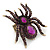 Oversized Amethyst Austrian Crystal Spider Stretch Cocktail Ring In Antique Gold Plating - 6cm Length - view 6