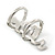 Wide Grey Austrian Crystal 'Coiled Snake' Double Band Ring In Rhodium Plating - 50mm Width - Size 8 - view 6